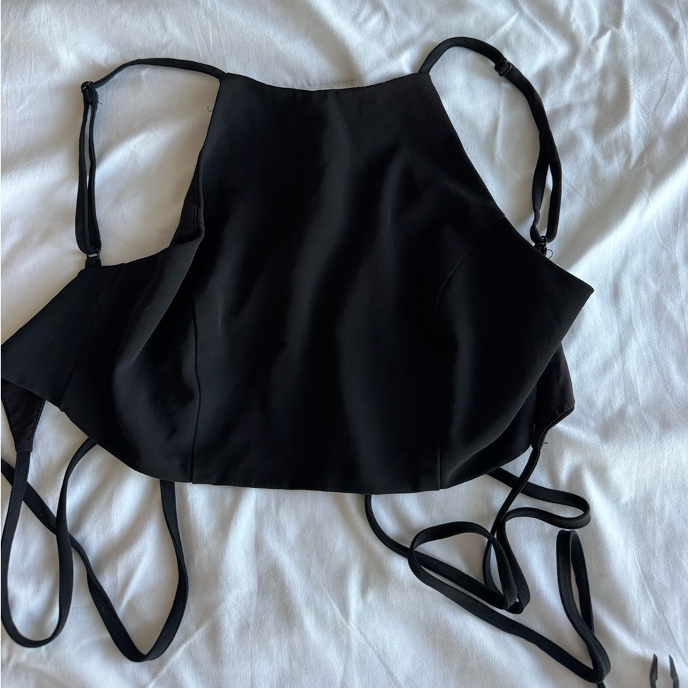 Black strappy tank top with tie